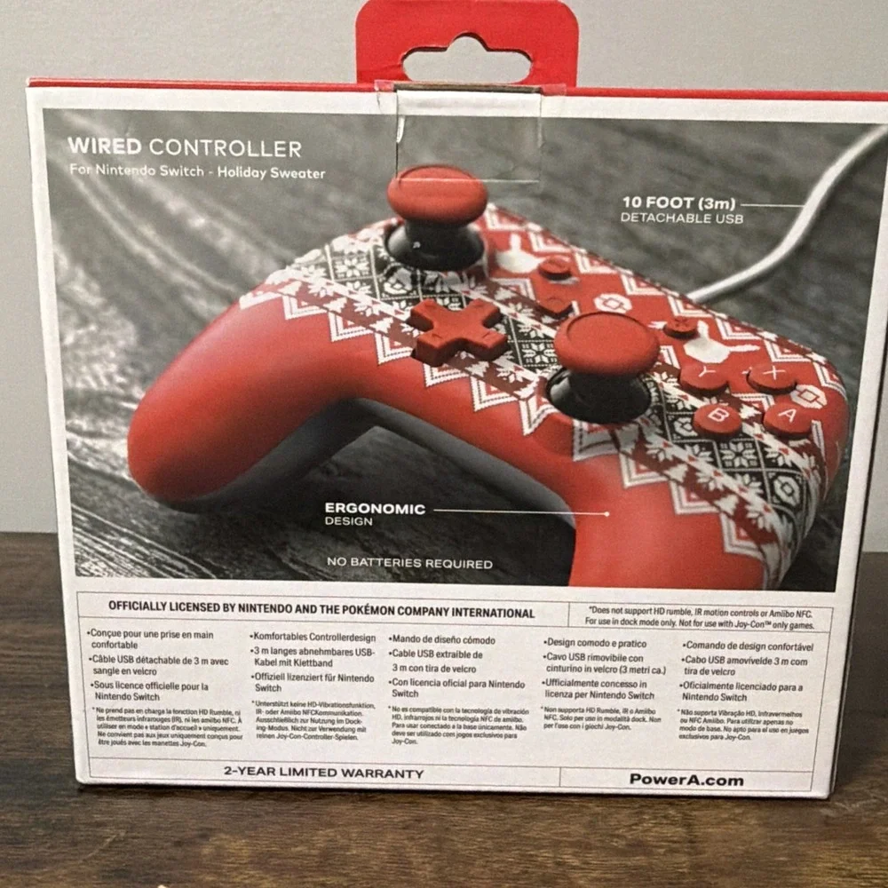 NEW PowerA Wired Nintendo Switch Controller: Pokémon Holiday Sweater Pikachu